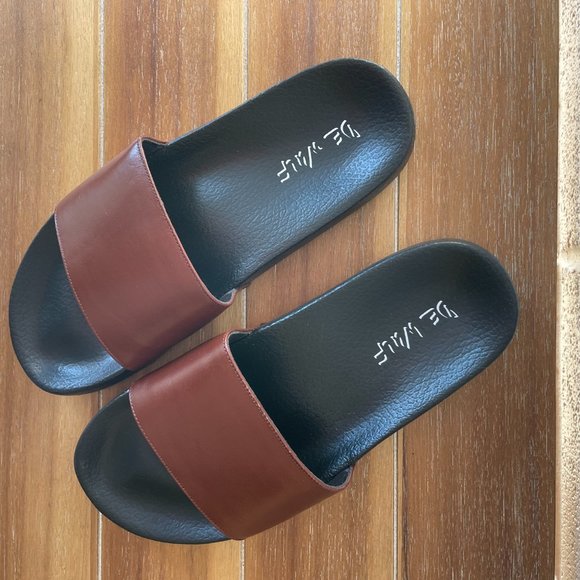 De Wulf Brown Leather Sandal Slides - Picture 5 of 7